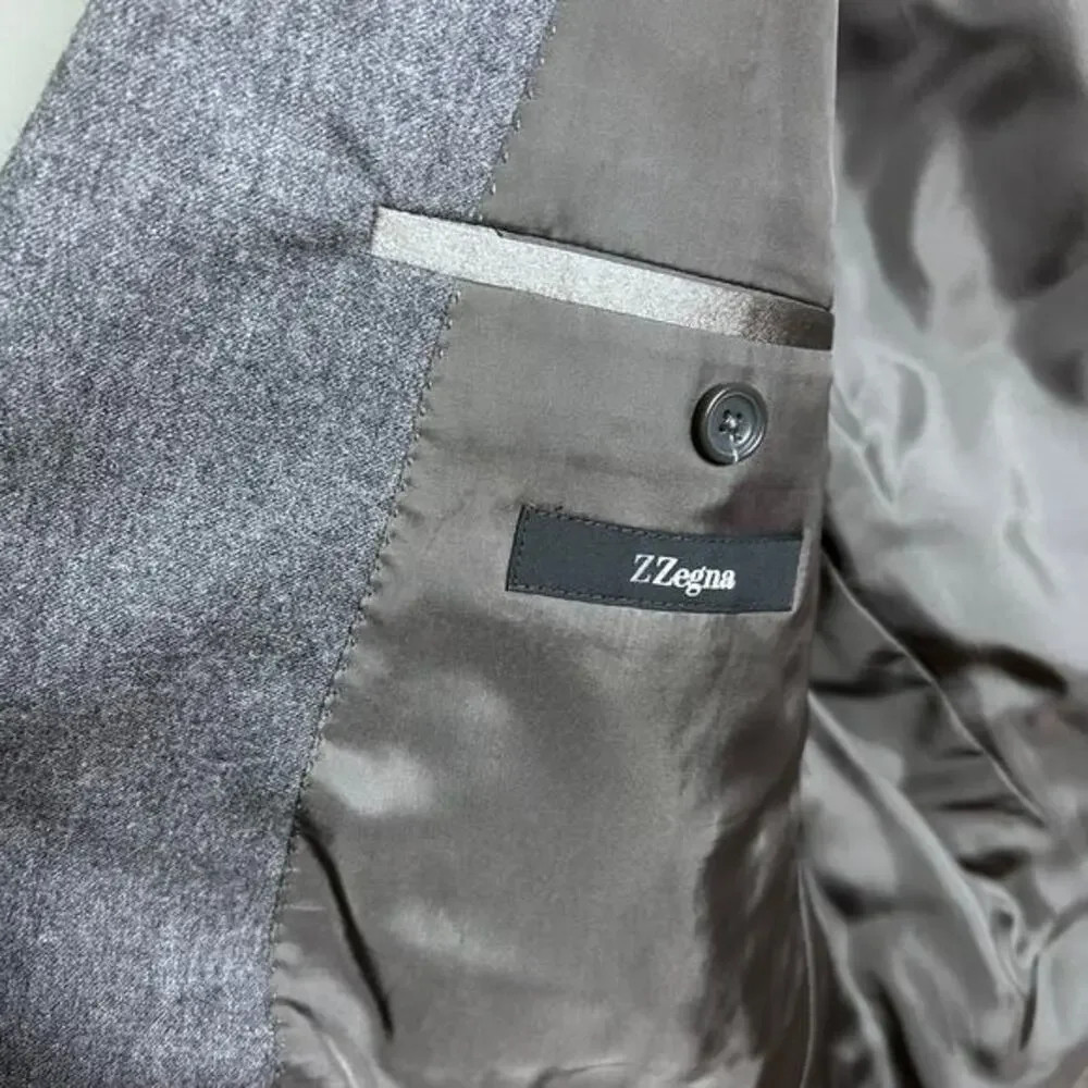 Z Zegna suit blazer pants size 42 L US‎ / 54 R Italy City gray flannel wool